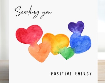 Positive energy, sending positive vibes, thinking of you greetings card