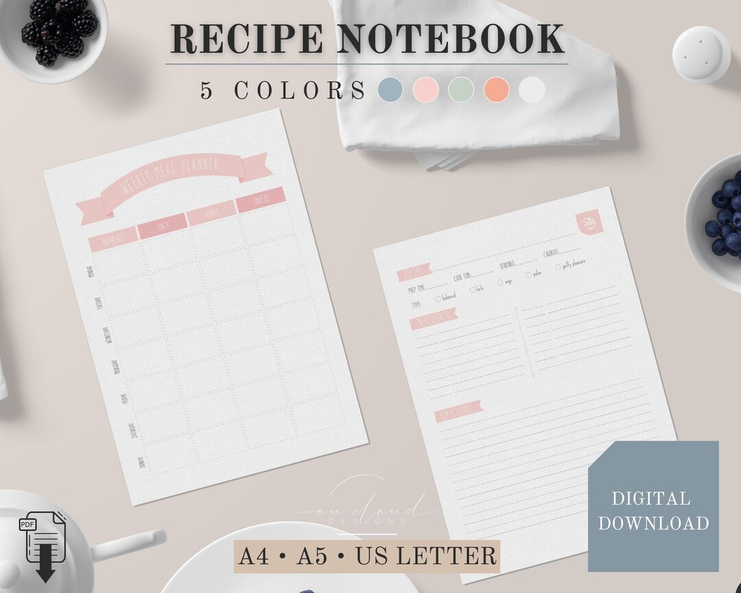 Recipe Notebook Printable Cooking Notebook Printable Recipes Book