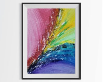 Abstract Acrylic Painting on canvas - Colourful abstract - Wall Art - Home Decor - Size 12x16 inches