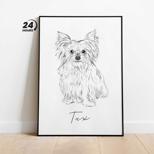 Custom Line Pet Portrait from Photo, Dog Line Art Portrait, Cat Portrait, Art Drawing from Photo, Personalized Gift, Outline Pet Sketches