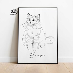 Ritratto di animale domestico personalizzato-Linea personalizzata arte-Ritratto di animale domestico Disegni-Schizzi da regali personalizzati con foto-Ritratto di cane-Ritratto di gatto