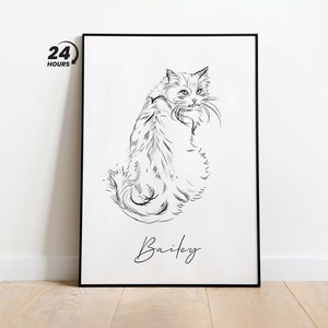 Custom Pet Portraits-Using Pet Photo-Personalized Digital Dog-Portraits-Cat Portraits-Custom Dog Portraits-Custom Pet Art-Pet Line Drawing