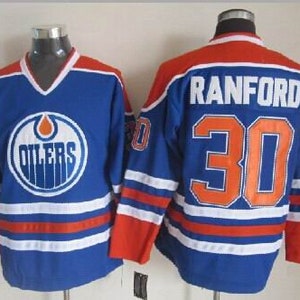 Bill Ranford 1990 Edmonton Oilers Vintage Away Throwback NHL Hockey Jersey