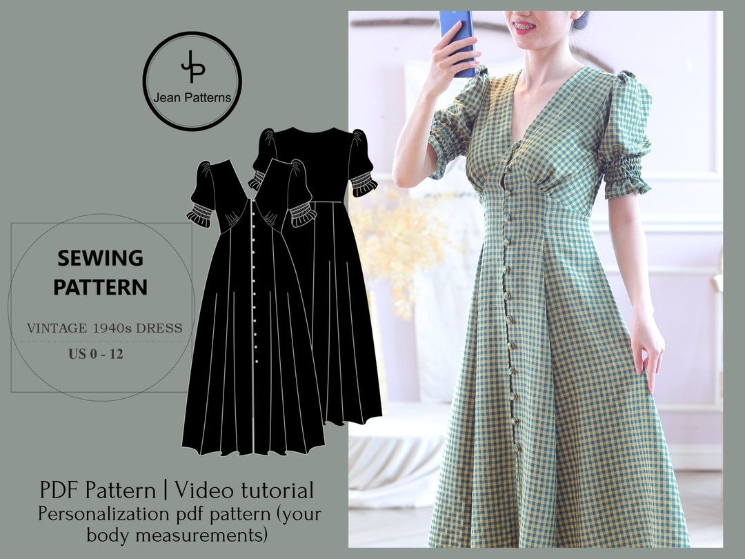 Sewing Patterns for Women Vintage Dress Pattern Sewing Pattern for ...