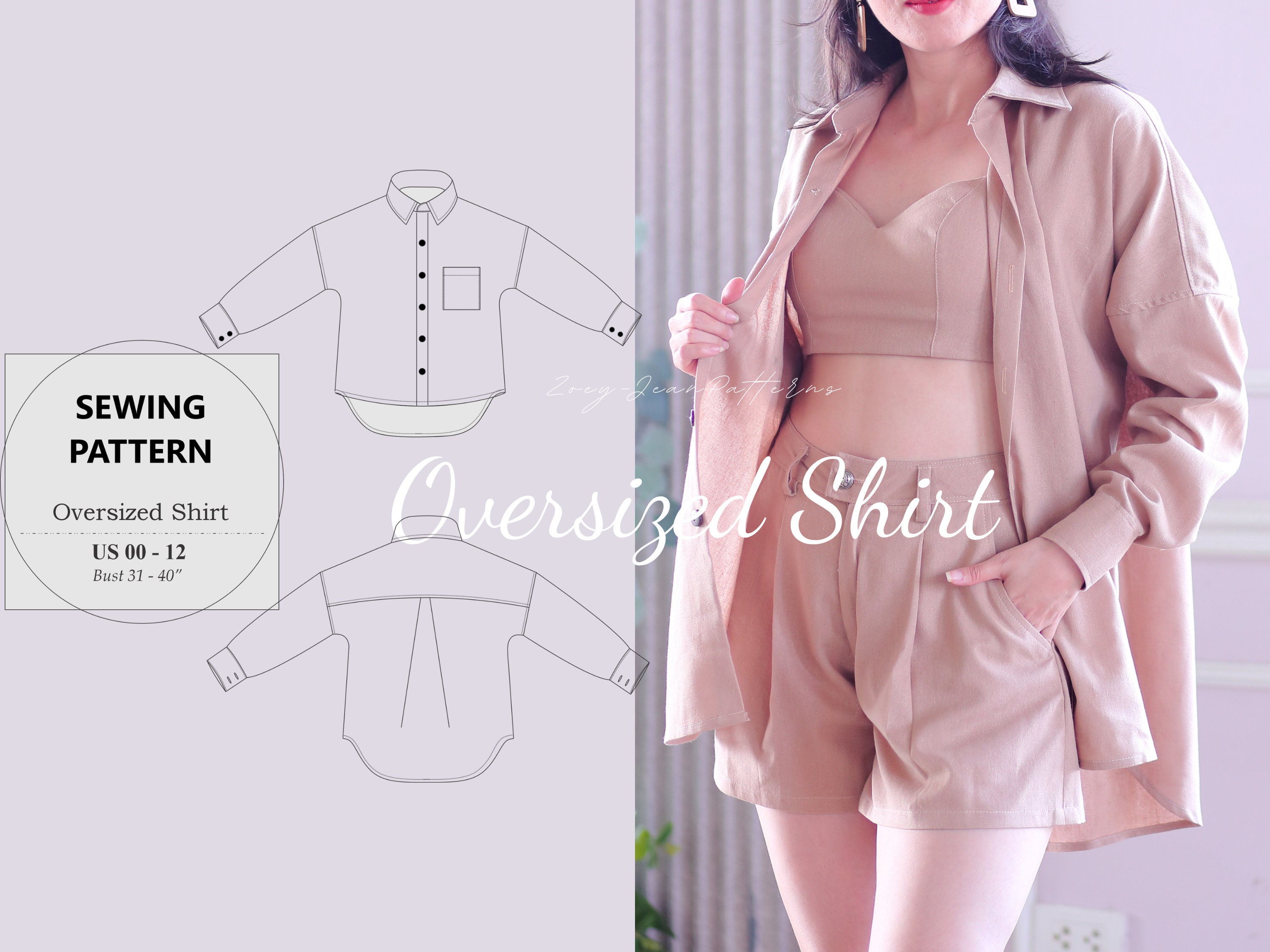 Intermediate Sewing Pattern Women's Shirt Sewing Pattern: Beginner-intermediate (PDF Pattern A4/US ...