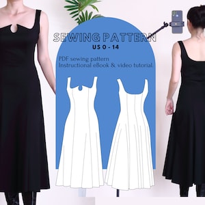 Women&#39;s Sewing Pattern: Stretch Fabric Dress (PDF Pattern, Beginner/Intermediate Level)