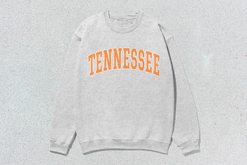 Tennessee Sweatshirt Collegiate Crewneck Sweater Unisex Orange Distressed Ash