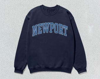 Newport Sweatshirt Collegiate Crewneck Sweater Unisex Blue
