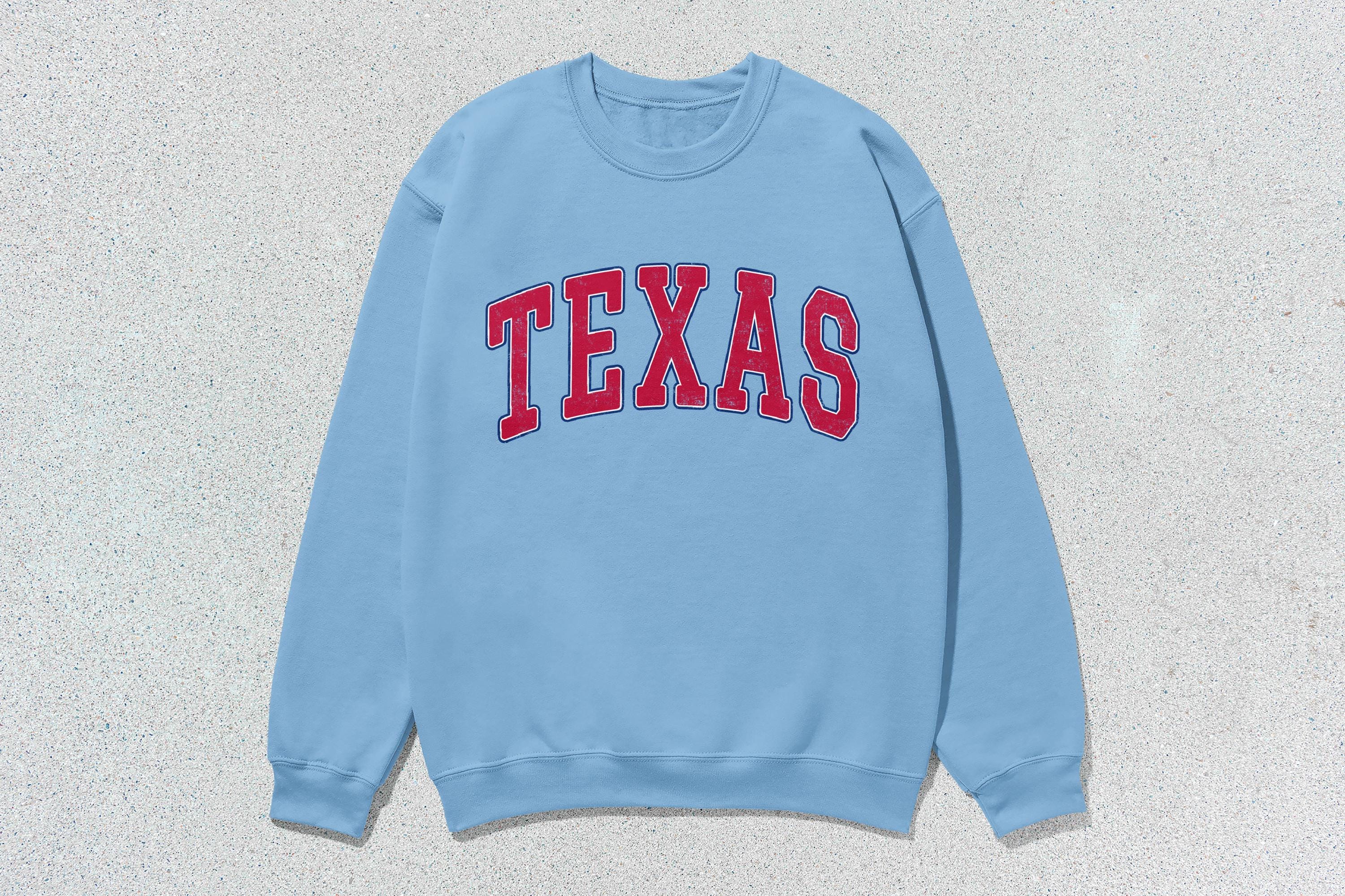 Texas Sweatshirt Collegiate Crewneck Sweater Unisex Red Blue 