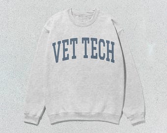 Sweatshirt Vet Tech Technicien vétérinaire Pull ras du cou collégial unisexe Gris