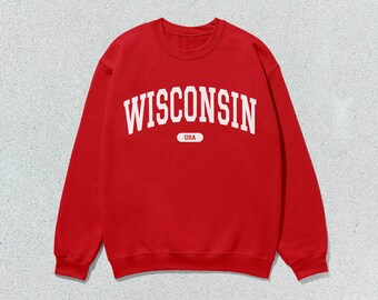 Sudadera unisex de Wisconsin con cuello redondo de EE. UU.