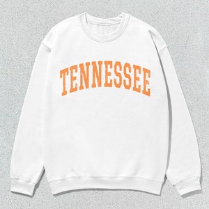 Tennessee Sweatshirt Collegiate Crewneck Sweater Unisex Orange Distressed White