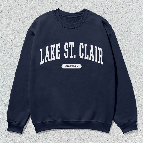 Lake St Clair Sweatshirt Michigan Collegiate Crewneck Sweater Unisex