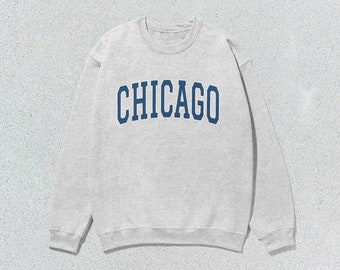 Chicago Sweatshirt Collegiate Crewneck Sweater Unisex Navy