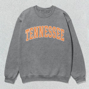 Tennessee Sweatshirt Collegiate Crewneck Sweater Unisex Orange Distressed Sport Grey