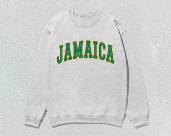 Jamaica Sudadera Collegiate Crewneck Suéter Unisex Verde Amarillo Afligido