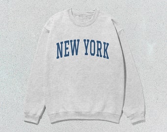 New York Sweatshirt Collegiate Crewneck Sweater Unisex Navy