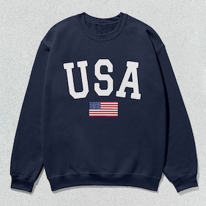 USA Sweatshirt Flag of the United States Collegiate Crewneck Sweater Unisex