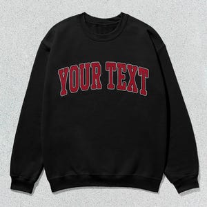 Custom Sweatshirt Personalized Collegiate Crewneck Sweater Unisex Red
