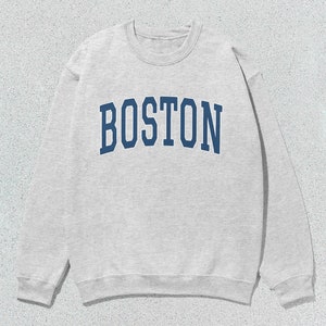 Felpa Boston Collegiate Maglione Girocollo Unisex Blu Scuro