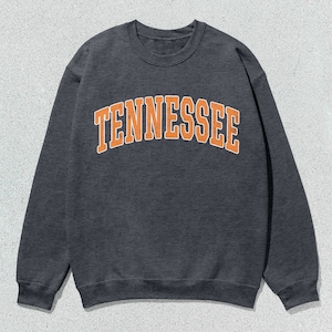Tennessee Sweatshirt Collegiate Crewneck Sweater Unisex Orange Distressed Dark Heather