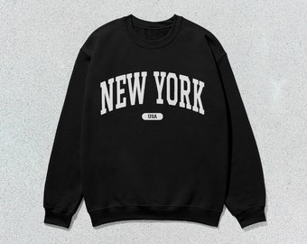 New York Sweatshirt USA collegiale trui met ronde hals, unisex