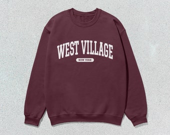 【CPGN STUDIO】MIDWEST VILLAGE Sweatshirt West Village Sweatshirt New York Collegiate Crewneck Sweater