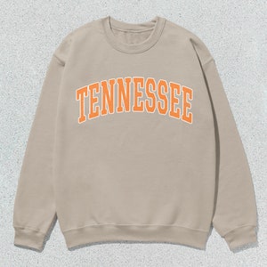 Tennessee Sweatshirt Collegiate Crewneck Sweater Unisex Orange Distressed Sand