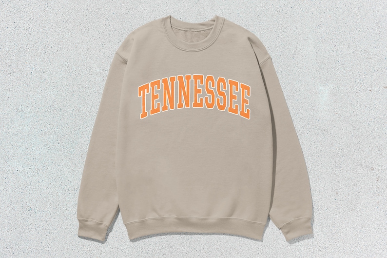Tennessee Sweatshirt Collegiate Crewneck Sweater Unisex Orange Distressed Sand