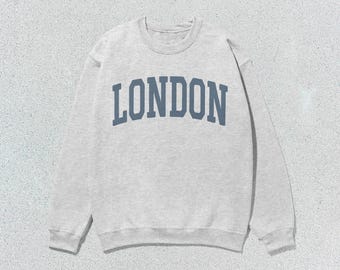 London Sweatshirt Collegiate Crewneck Sweater Unisex Grey