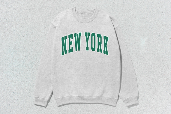 New York Sweatshirt Collegiate Crewneck Sweater Unisex Green