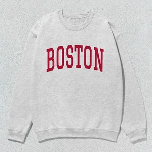 Boston Sweatshirt Collegiate Crewneck Sweater Unisex Red