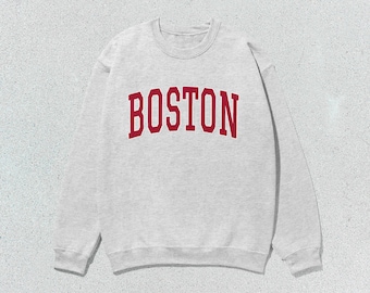 Boston Sweatshirt Collegiate Crewneck Pullover Unisex Rot