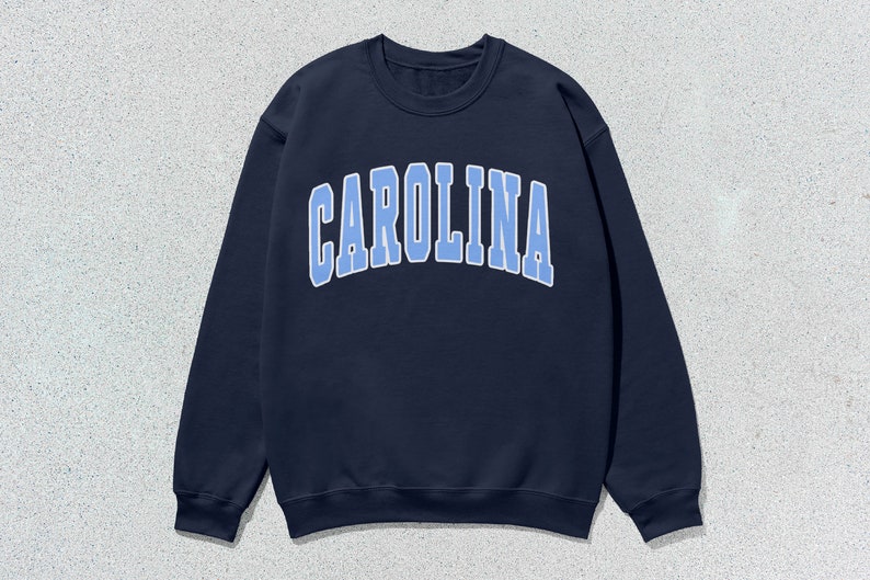 Carolina Sweatshirt Collegiate Crewneck Sweater Unisex Blue Navy