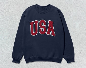 USA スウェットシャツ カレッジ クルーネック セーター ユニセックス
