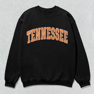 Tennessee Sweatshirt Collegiate Crewneck Sweater Unisex Orange Distressed Black