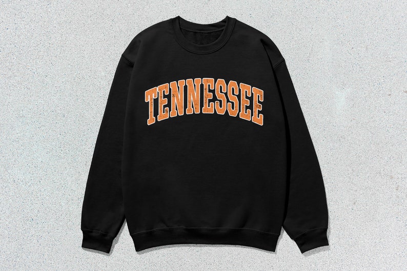 Tennessee Sweatshirt Collegiate Crewneck Sweater Unisex Orange Distressed Black