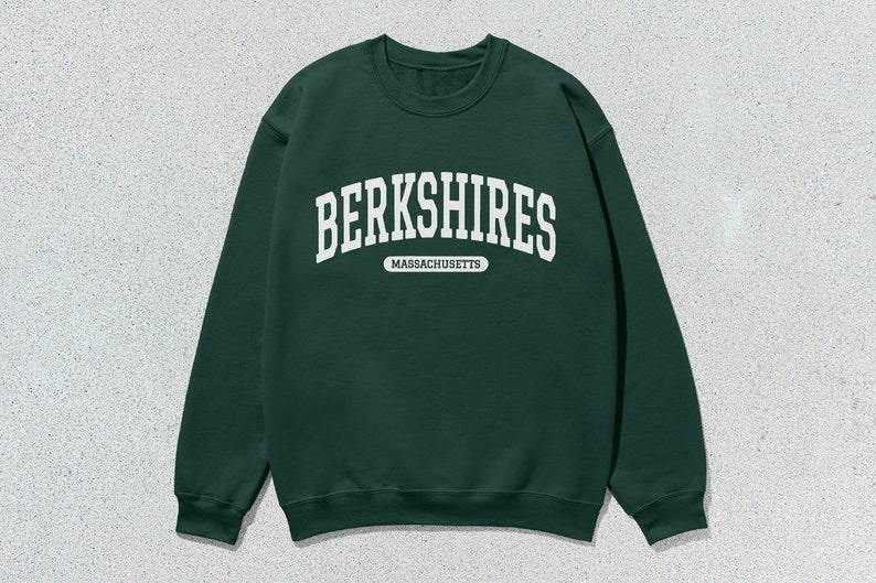 Berkshires Sweatshirt Massachusetts Collegiate Crewneck Sweater Unisex Forest Green