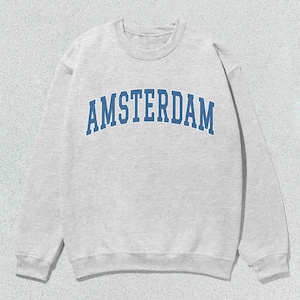 Amsterdam Sweatshirt Collegiate Crewneck Sweater Unisex Blue