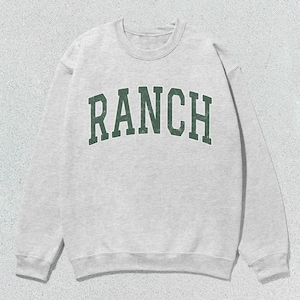 Ranch Sweatshirt Collegiate Crewneck Sweater Unisex Sage Green Distressed