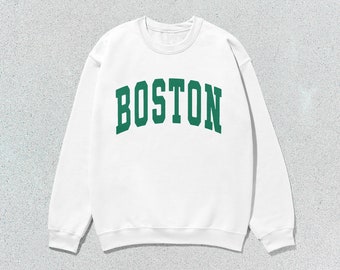 Boston Sweatshirt Collegiate Crewneck Sweater Unisex Green
