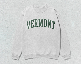 Vermont Sweatshirt Collegiate Crewneck Sweater Unisex Sage Green