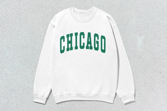Chicago Sudadera Collegiate Cuello Redondo Sueter Unisex Verde Etsy Mexico