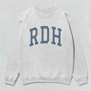 RDH Sweatshirt Registered Dental Hygienist Collegiate Crewneck Sweater Unisex Grey