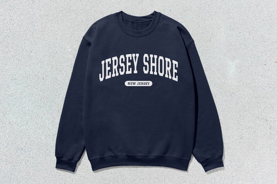 Jersey Shore Sweatshirt New Jersey Collegiate Crewneck Sweater Unisex Etsy