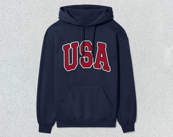 USA Hoodie Collegiate Hooded Sweatshirt Unisex