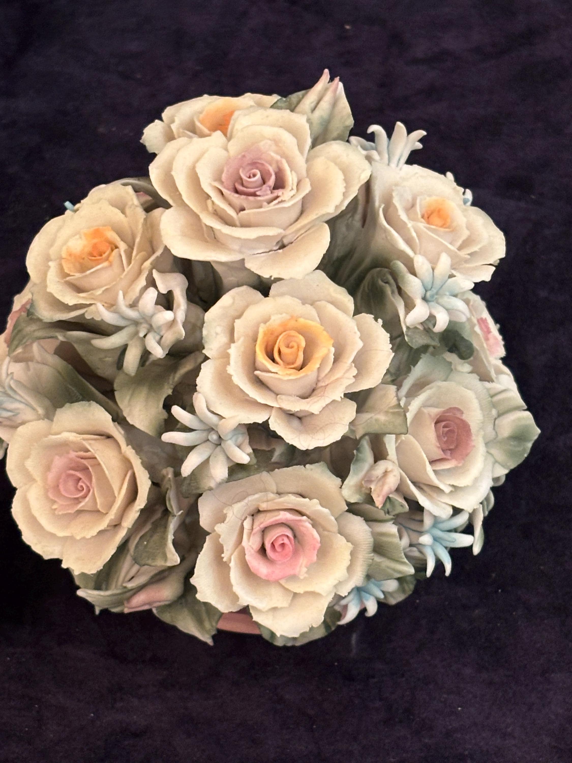Soupière Italienne Vintage BASSANO - Style Capodimonte - Faïence à Fleurs