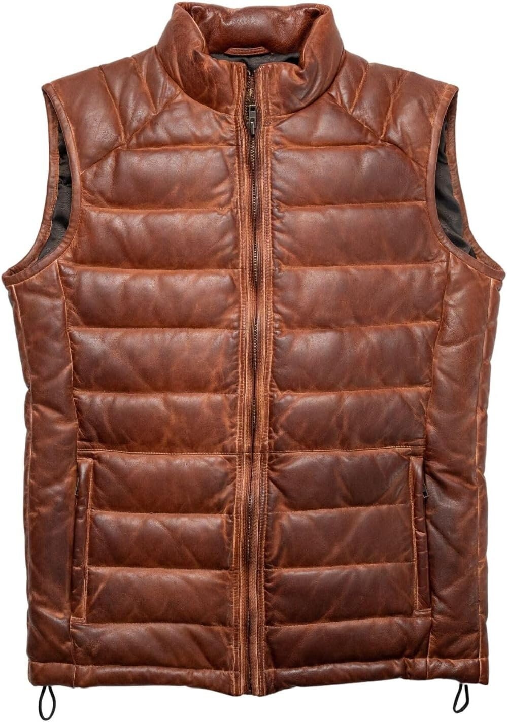 Mens leather goose down vest 2025