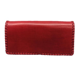 Damen Leder Geldbörse Rot, minimalistisch personalisiertes Rindsleder Geldbörse mit Reißverschluss, Geldbörse, Geldbörse, Geldbeutel