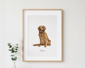 Custom Hand-Painted Watercolor Dog Painting: Pet Portrait from Photo, Cat Memorial Gift